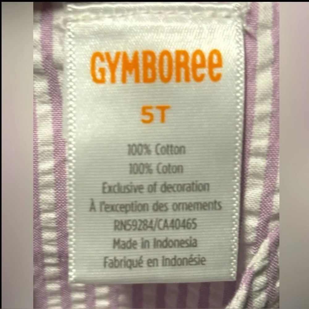 Gymboree Girls Purple and White Striped Daisy Seersucker Shift Dress